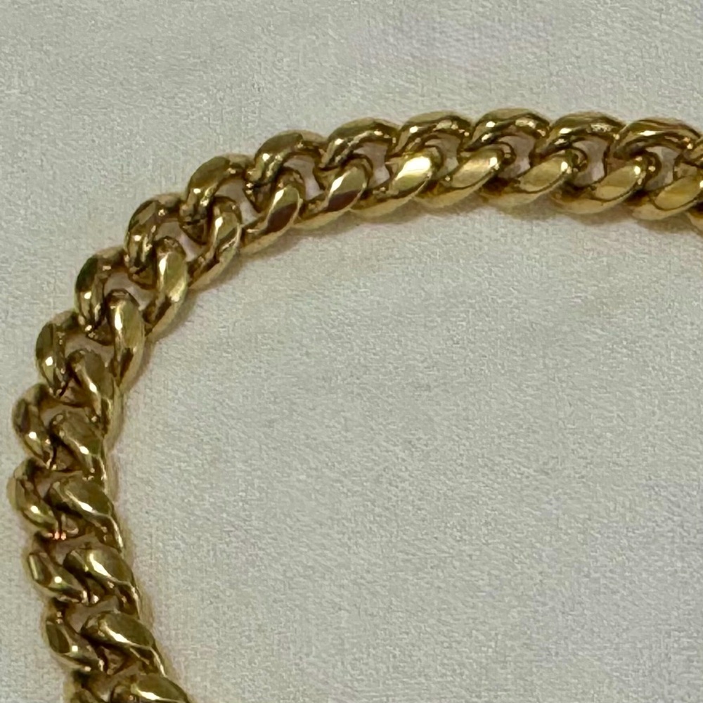 8 mm Solid Curb Link Chain Gold Tone Bracelet Lobster Clasp - Picture 9 of 9